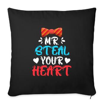 Mister ich stehle dein Herz Liebe Valentinstag - Sofakissenbezug 45 x 45 cm - Schwarz - Vorne