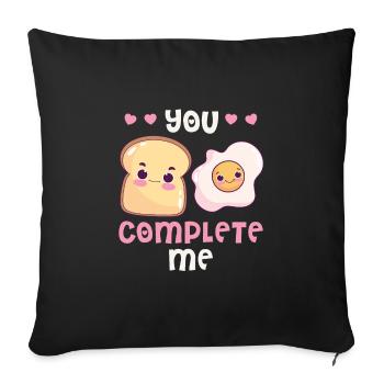 Lovers Eggs Bacon Toast Breakfast Valentine's Day - Sofa pillowcase 17,3'' x 17,3'' (45 x 45 cm) - black - Front