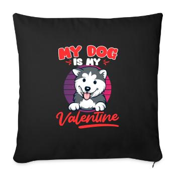 Husky Mon chien est mon amour Saint-Valentin - Housse de coussin décorative 45 x 45 cm - noir - Devant