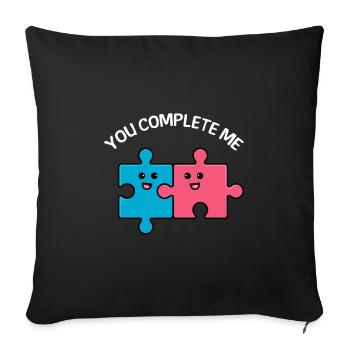 Valentine's Day Saying You complete me - Sofa pillowcase 17,3'' x 17,3'' (45 x 45 cm) - black - Front