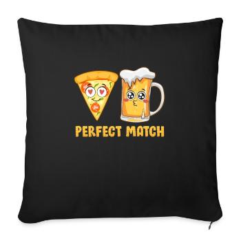 Perfect Match Beer Pizza Love Valentine's Day - Sofa pillowcase 17,3'' x 17,3'' (45 x 45 cm) - black - Front