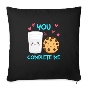 Café Amour Cookies Amoureux Saint-Valentin - Housse de coussin décorative 45 x 45 cm - noir - Devant
