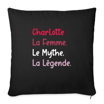 La femme le mythe la légende charlotte - Housse de coussin décorative 45 x 45 cm - noir - Devant