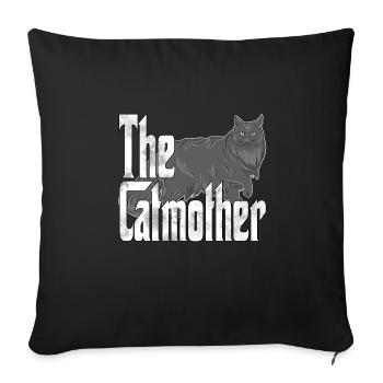Chat Maman La Catmère Chat Folle Chat Mère Kitty Maman - Housse de coussin décorative 45 x 45 cm - noir - Devant