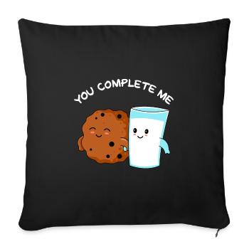 You complete Me! Milk and biscuit Valentine's Day - Sofa pillowcase 17,3'' x 17,3'' (45 x 45 cm) - black - Front