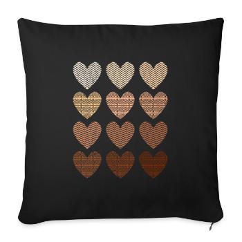 Black Hearts Afro Melanin African Woman - Sofa pillowcase 17,3'' x 17,3'' (45 x 45 cm) - black - Front