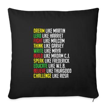 Histoire des Noirs Martin Luther King Afrique - Housse de coussin décorative 45 x 45 cm - noir - Devant