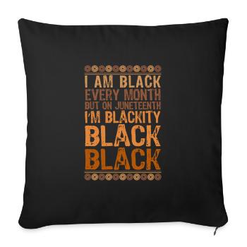 Je suis noire Juneteenth African Woman - Housse de coussin décorative 45 x 45 cm - noir - Devant