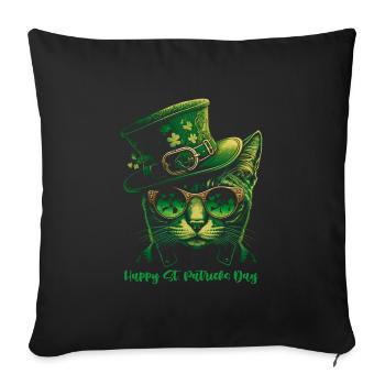 Happy St. Patrick's Day Green Irish Cat - Sofa pillowcase 17,3'' x 17,3'' (45 x 45 cm) - black - Front