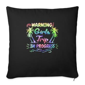 Attention Strip pour filles sur la route Girls Spring Break - Housse de coussin décorative 45 x 45 cm - noir - Devant