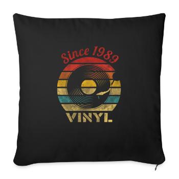 Since 1989 Vinyl Retro Vintage Music - Sofa pillowcase 17,3'' x 17,3'' (45 x 45 cm) - black - Front
