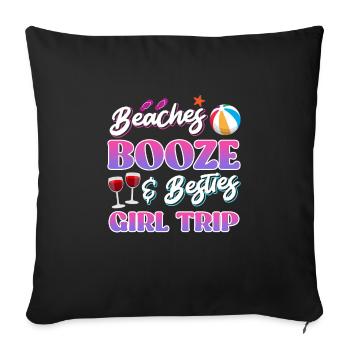 Plages Alcool Bêtes Filles Voyage Spring Break - Housse de coussin décorative 45 x 45 cm - noir - Devant