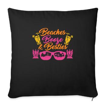 Beache Booze et Besties Vacances d’été Vacances de printemps - Housse de coussin décorative 45 x 45 cm - noir - Devant