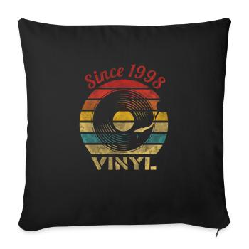 Depuis 1998 Vinyle Rétro Vintage Musique - Housse de coussin décorative 45 x 45 cm - noir - Devant