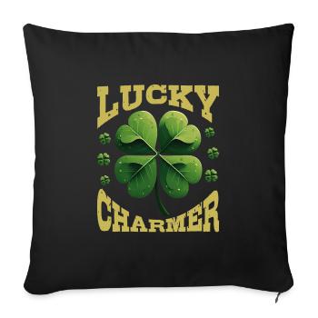 Lucky Charmer Clover Lucky Charm - Sofa pillowcase 17,3'' x 17,3'' (45 x 45 cm) - black - Front