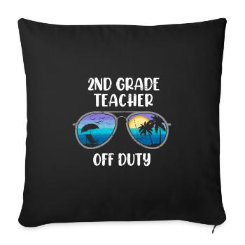 Professeur de classe de deuxième classe en congé Professeur de vacances - Housse de coussin décorative 45 x 45 cm - noir - Devant