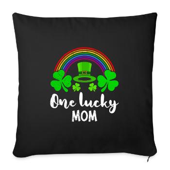 Une maman chanceuse Maman de la Saint-Patrick - Housse de coussin décorative 45 x 45 cm - noir - Devant