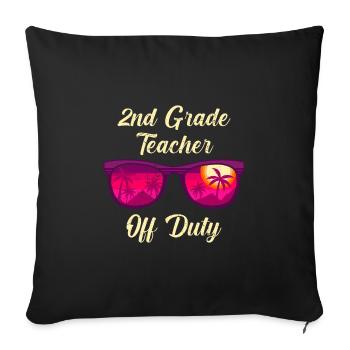 Professeur de classe de deuxième classe en congé Professeur de vacances - Housse de coussin décorative 45 x 45 cm - noir - Devant