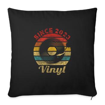 Since 2023 Vinyl Retro Record Vintage Music - Sofakissenbezug 45 x 45 cm - Schwarz - Vorne