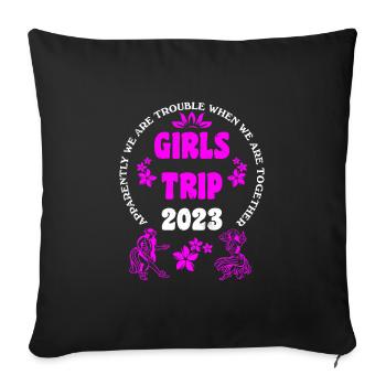 Voyage filles 2023 Mädelsurlaub Girls Spring Break - Housse de coussin décorative 45 x 45 cm - noir - Devant