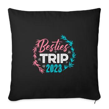 Besties Trip 2023 Vacances d’été Spring Break - Housse de coussin décorative 45 x 45 cm - noir - Devant