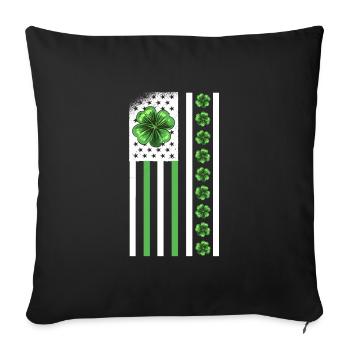 USA St. Patrick's Day Kleeblätter USA Flagge - Sofakissenbezug 45 x 45 cm - Schwarz - Vorne
