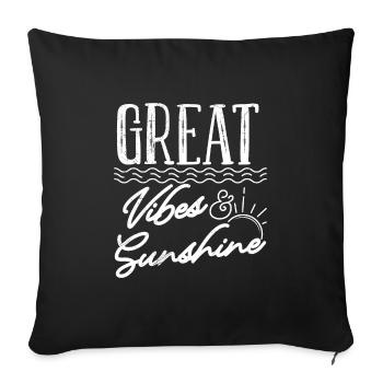 Super vibrations et fête des amis de vacances ensoleillée - Housse de coussin décorative 45 x 45 cm - noir - Devant