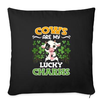 Cows are my lucky charms Farmer Cattle breeders - Sofa pillowcase 17,3'' x 17,3'' (45 x 45 cm) - black - Front