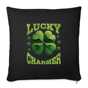 Lucky Charmer Clover Lucky Charm - Sofa pillowcase 17,3'' x 17,3'' (45 x 45 cm) - black - Front