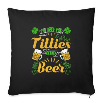 Je suis ici pour Titties et le Festival de la bière - Housse de coussin décorative 45 x 45 cm - noir - Devant
