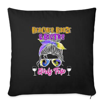 Plages Alcool Bêtes Filles Voyage Spring Break - Housse de coussin décorative 45 x 45 cm - noir - Devant
