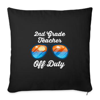 Professeur de classe de deuxième classe en congé Professeur de vacances - Housse de coussin décorative 45 x 45 cm - noir - Devant