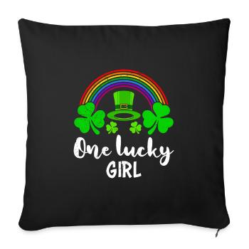 Une fille chanceuse St Patrick’s Day Women - Housse de coussin décorative 45 x 45 cm - noir - Devant