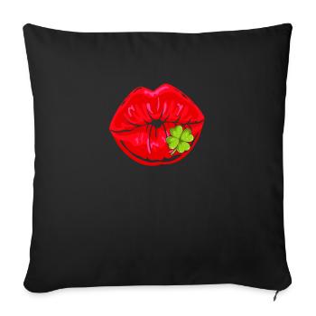 Irlandais Kissing Mouth Clover Saint-Patrick - Housse de coussin décorative 45 x 45 cm - noir - Devant