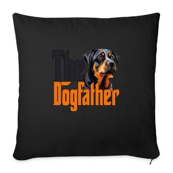 Rottweiler Chien Papa Chien Père Chiens Papa Père Rouge - Housse de coussin décorative 45 x 45 cm - noir - Devant