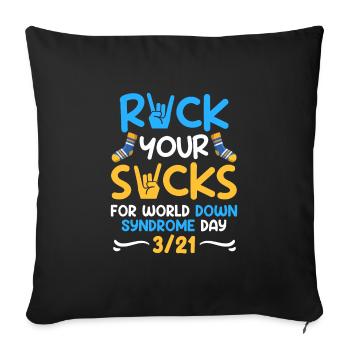 Sensibilisation à la trisomie 21 du syndrome de Down - Housse de coussin décorative 45 x 45 cm - noir - Devant