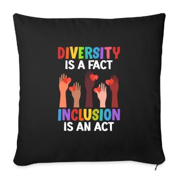 La diversité est un fait L’inclusion est un acte Vielfalt - Housse de coussin décorative 45 x 45 cm - noir - Devant