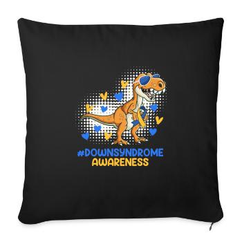 Père et mère trisomiques avec enfant - Housse de coussin décorative 45 x 45 cm - noir - Devant