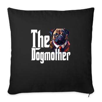 Carlin Chien Maman Chienne Chiens Maman - Housse de coussin décorative 45 x 45 cm - noir - Devant