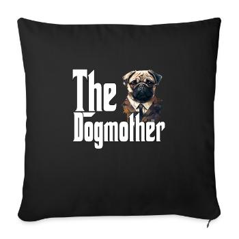 Carlin Chien Maman Chienne Chiens Maman - Housse de coussin décorative 45 x 45 cm - noir - Devant