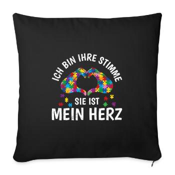 Autismus Menschen mit autistischem Kind - Sofakissenbezug 45 x 45 cm - Schwarz - Vorne
