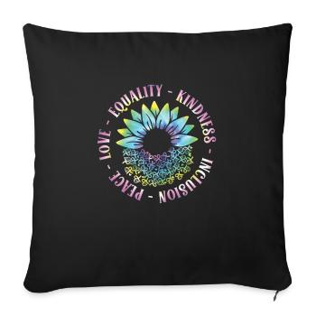 Inclusion Love Peace Kindness - Sofa pillowcase 17,3'' x 17,3'' (45 x 45 cm) - black - Front