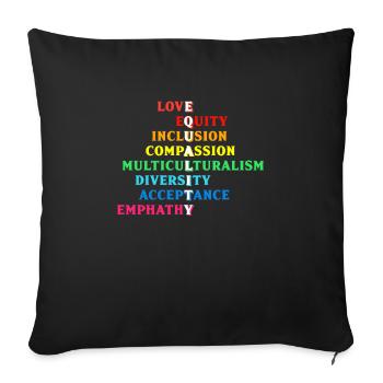 Inclusion Acceptation handicap Solidarité - Housse de coussin décorative 45 x 45 cm - noir - Devant