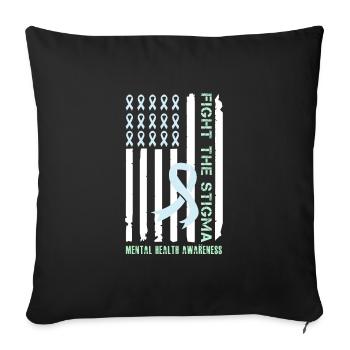 Mental Health Fight the Stigma Mental - Sofa pillowcase 17,3'' x 17,3'' (45 x 45 cm) - black - Front