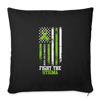Mental Health Fight the Stigma - Sofa pillowcase 17,3'' x 17,3'' (45 x 45 cm) - black - Front