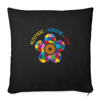 Autism Awareness Accept Understand Love - Sofa pillowcase 17,3'' x 17,3'' (45 x 45 cm) - black - Front