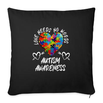 Autism Awareness Love and Justice - Sofa pillowcase 17,3'' x 17,3'' (45 x 45 cm) - black - Front