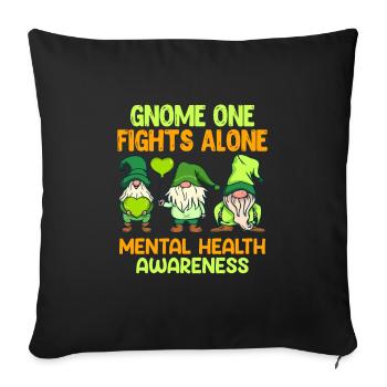 Sensibilisation au geistige de la santé mentale Gesundheit - Housse de coussin décorative 45 x 45 cm - noir - Devant