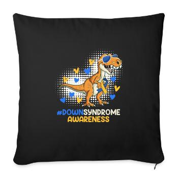 Père et mère trisomiques avec enfant - Housse de coussin décorative 45 x 45 cm - noir - Devant