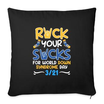 Trisomie de sensibilisation au syndrome de Down 21 - Housse de coussin décorative 45 x 45 cm - noir - Devant